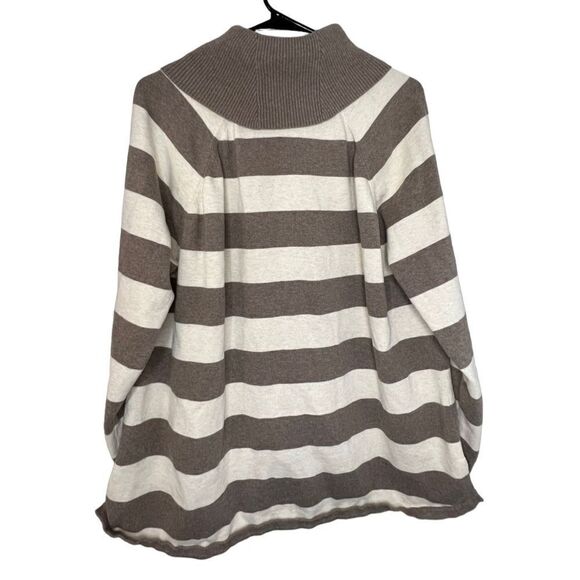 Jeanne Pierre Cream and Tan Striped Loose Fit Sweater - Picture 4 of 4